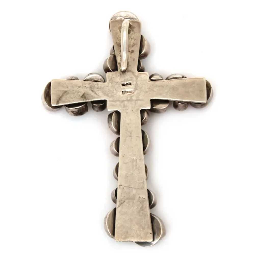 Sterling Gem Encrusted Cross Pendant by Navajo Ar… - image 5