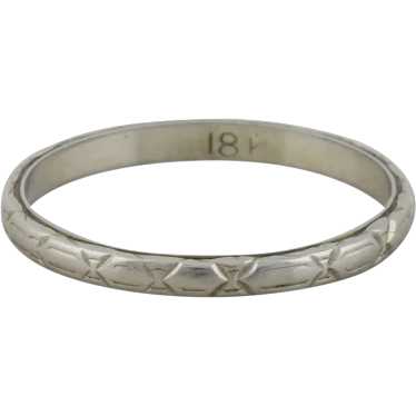 18k White Gold Antique Art Deco Patterned Band Rin