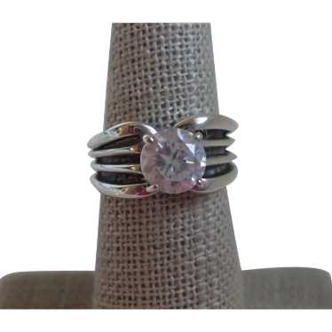 Sterling CZ Solitaire Ring Size 5 - image 1