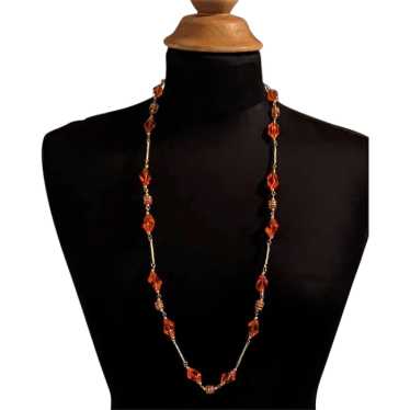 Translucent Orange Lucite Beads Necklace - image 1