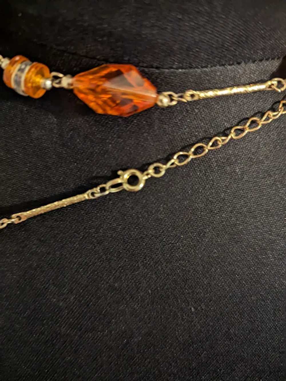 Translucent Orange Lucite Beads Necklace - image 2
