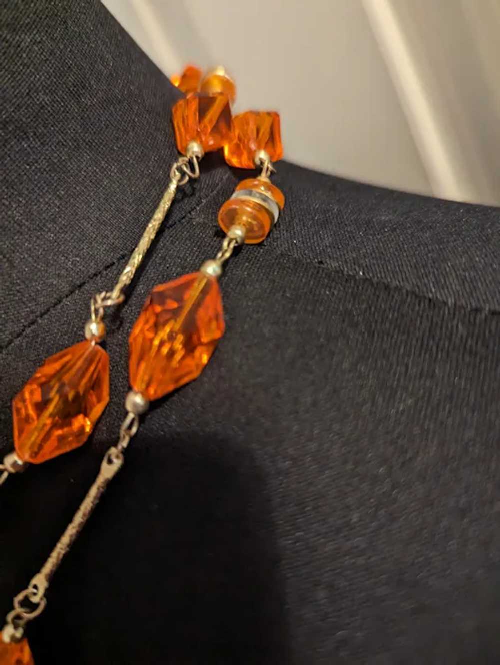 Translucent Orange Lucite Beads Necklace - image 3