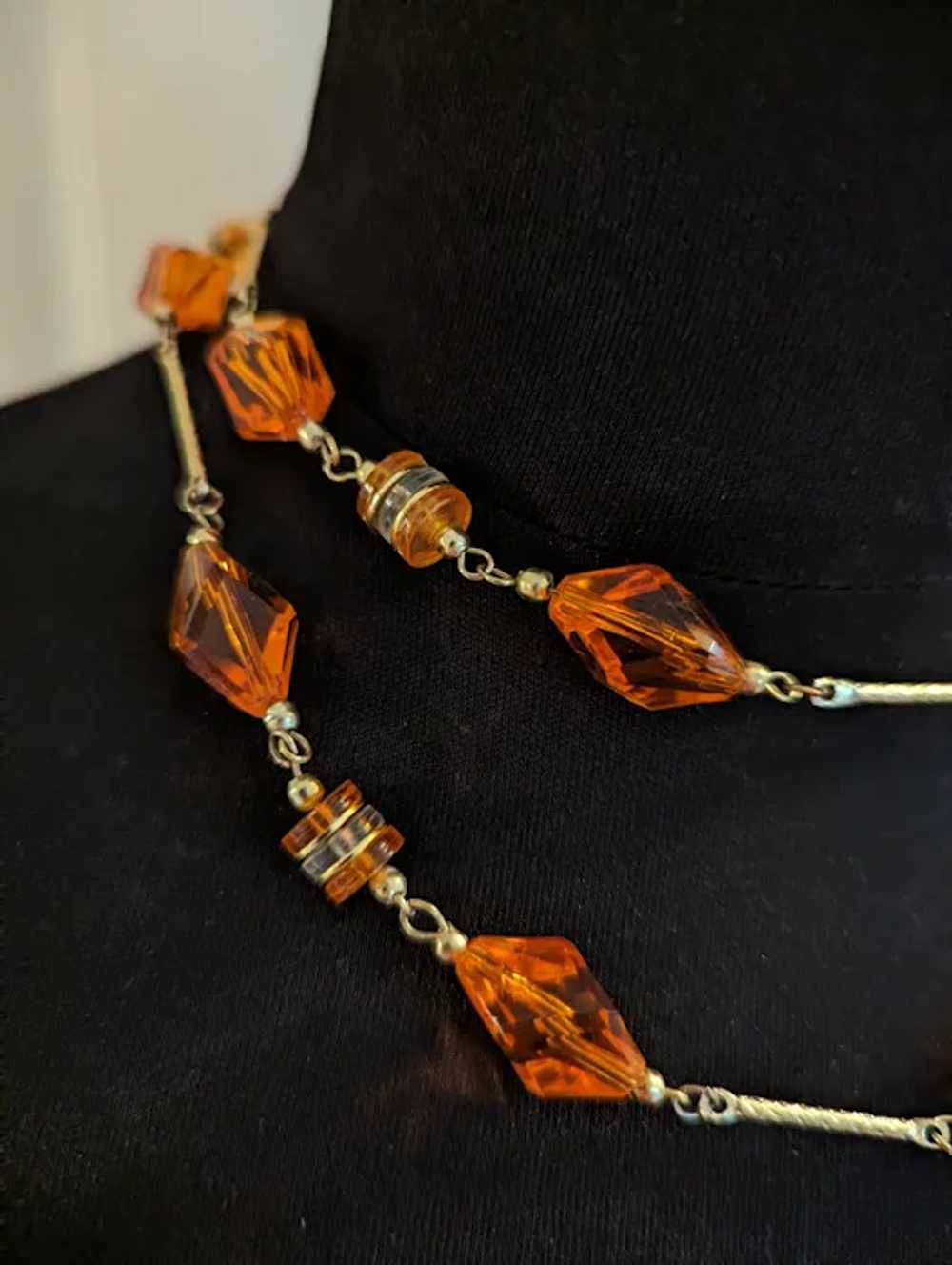 Translucent Orange Lucite Beads Necklace - image 4
