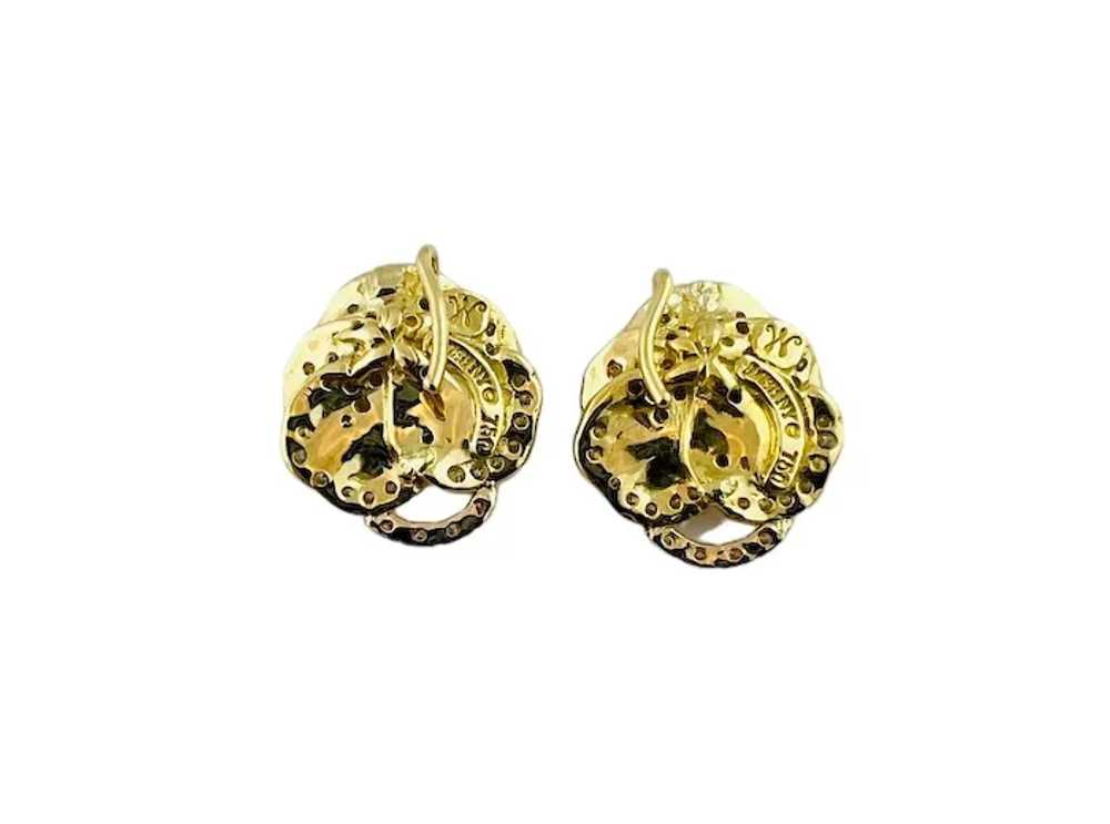 Mish NY 18K Yellow Gold Diamond Pansy Flower Earr… - image 5