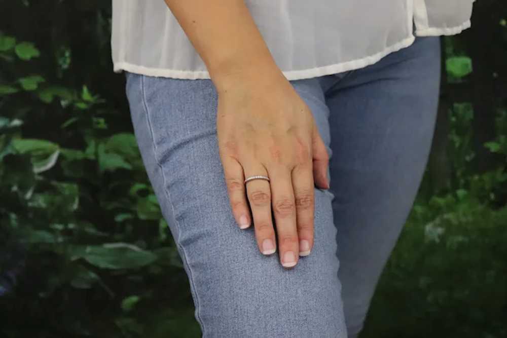10k White Gold .09 carat Diamond Band Ring Size 6 - image 2