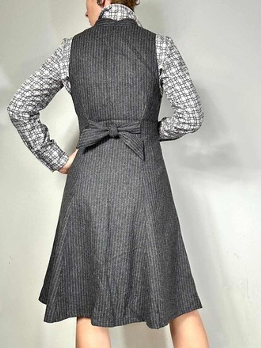 Vintage Pinstripe Button Down A Line Dress - image 6
