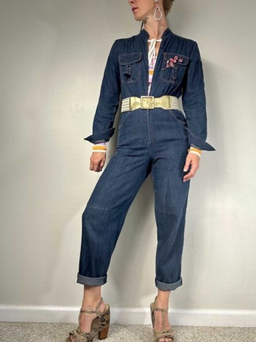 Vintage Cotton Denim Coverall Jumpsuit - image 6