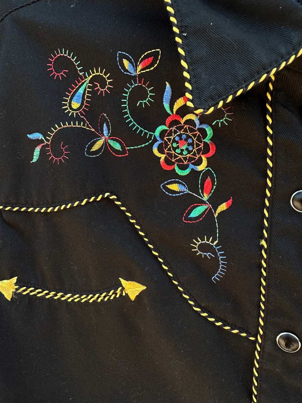 Black Panhandle Slim Blouse with Colorful Embroid… - image 3