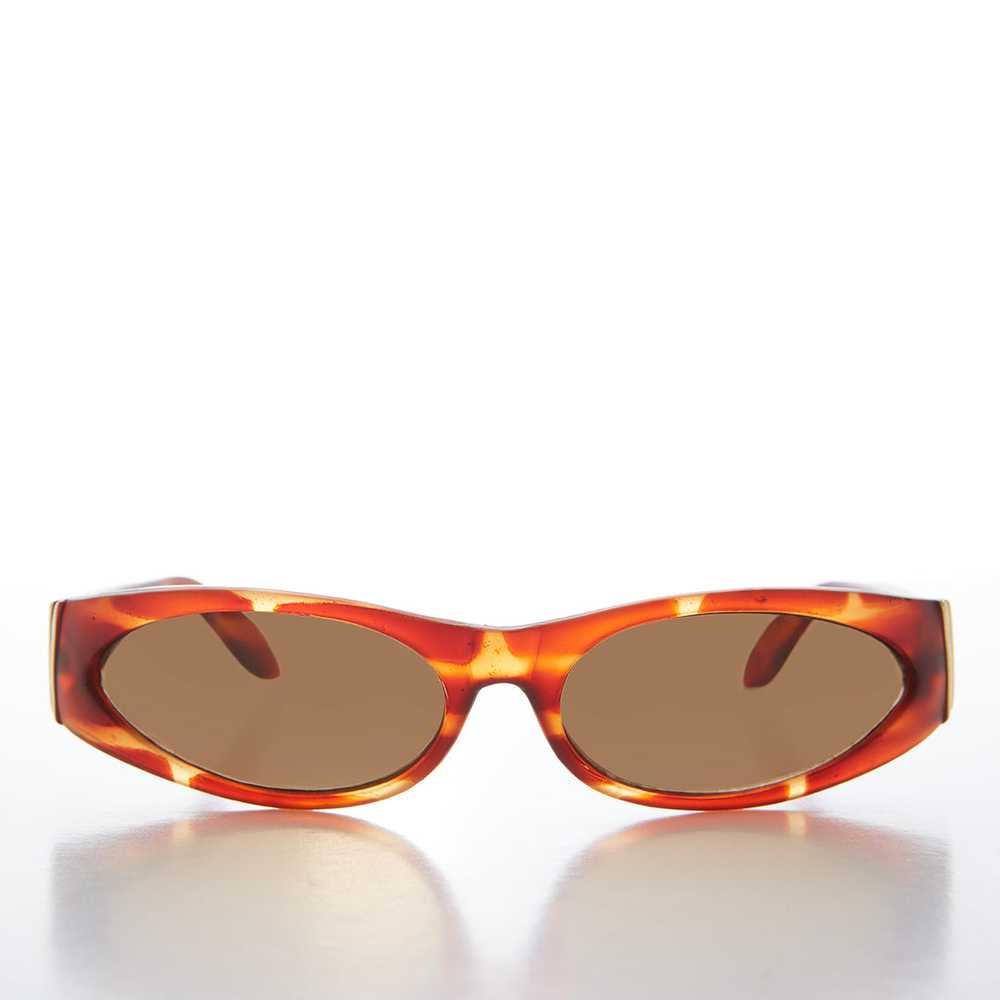 Mod Wrap Around Vintage Sunglasses - Brower - image 3