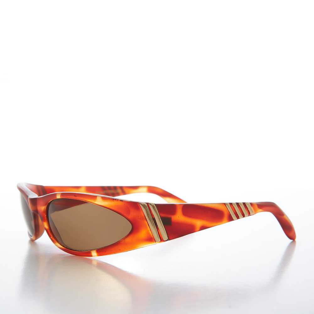 Mod Wrap Around Vintage Sunglasses - Brower - image 4