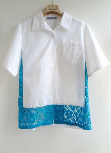 Prada Prada 2016 S/S white cotton shirt with blue 