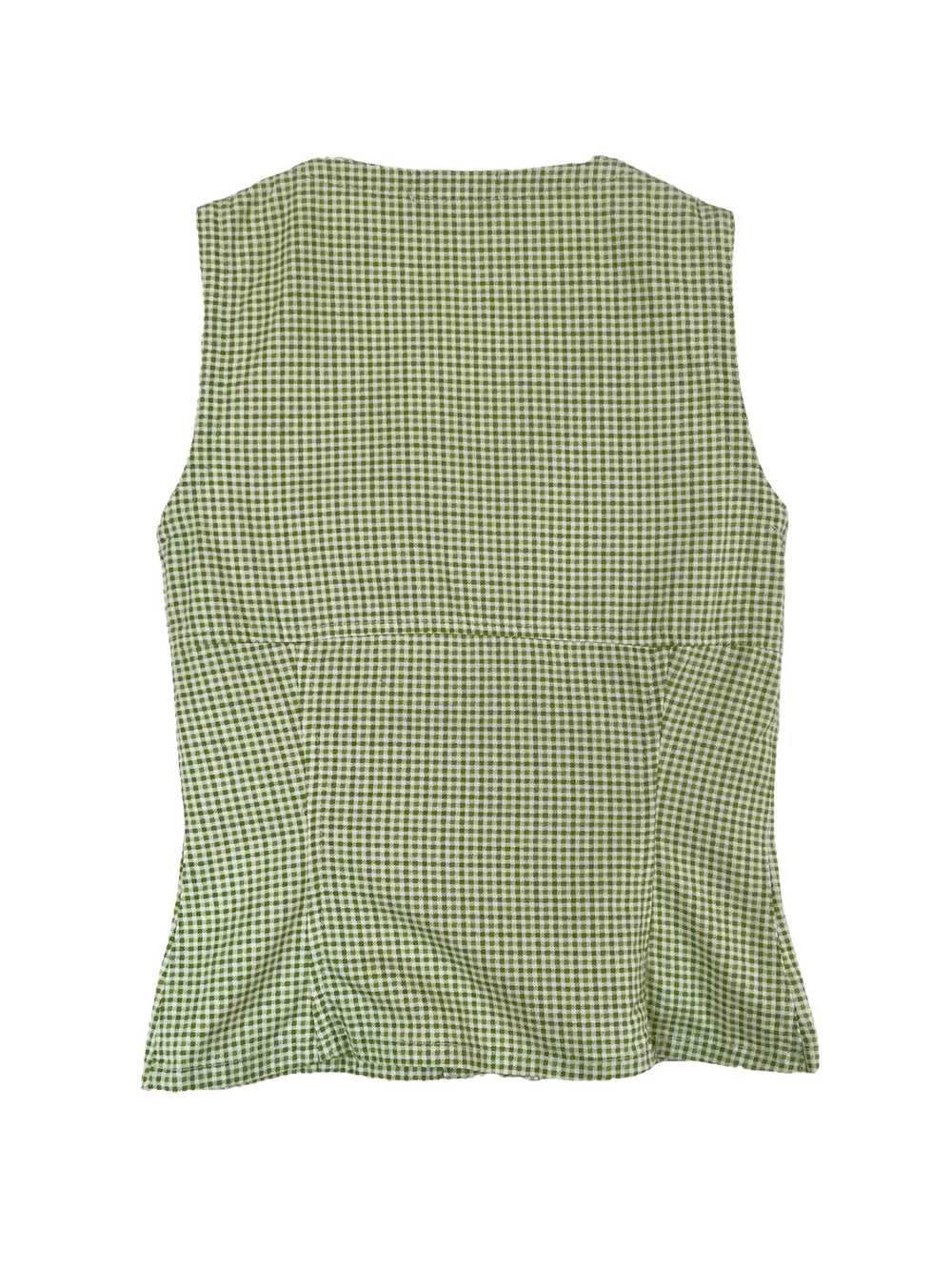 Gingham top - Green and white gingham top with bu… - image 6