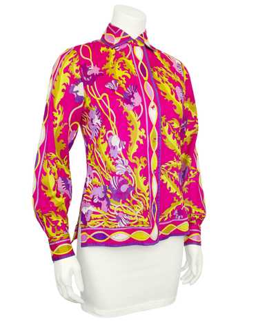 Emilio Pucci Pink Printed Cotton Shirt and Skirt S