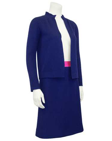 Chanel Couture Navy Blue and Pink Knit Set