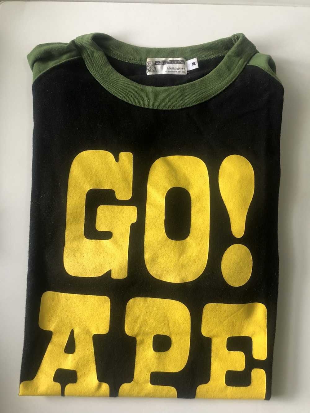 Bape Go Ape! Raglan Tee Black Green Yellow - image 1