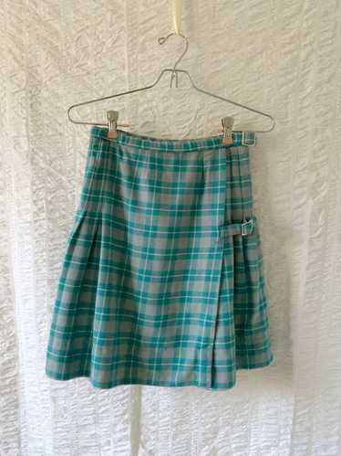 mid-century french plaid wool skirt