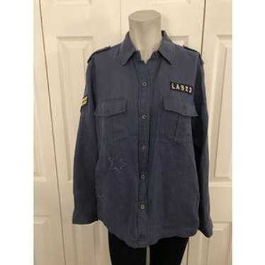 Rails Blue Button Down Blouse Size Medium - image 1
