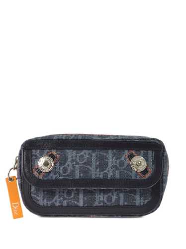 Christian Dior Blue Trotter Oblique Print Cosmetic Pouch GHW