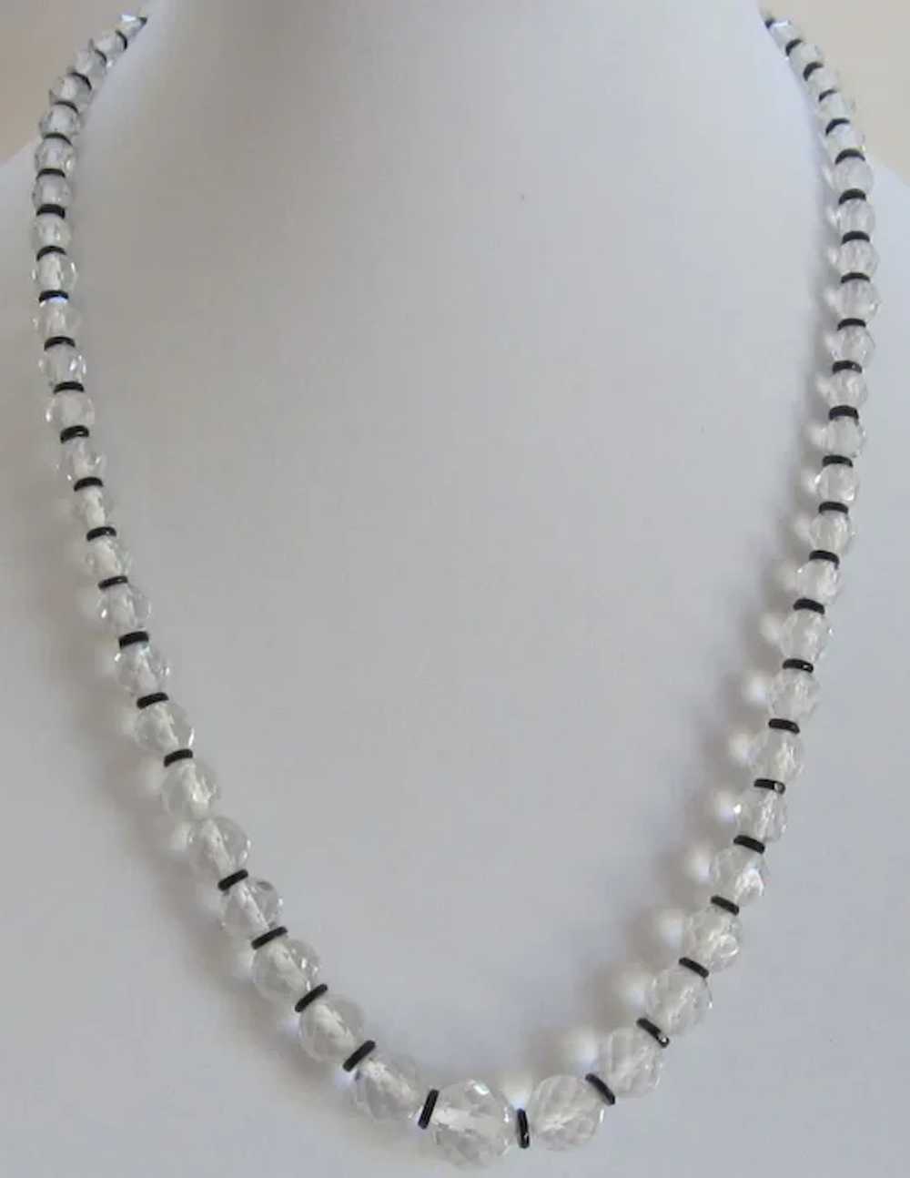 Mid-Century Crystal and Glass Clear Necklace - image 2
