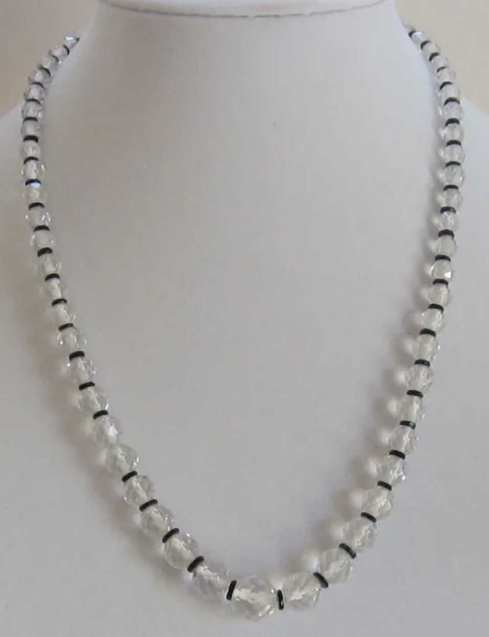 Mid-Century Crystal and Glass Clear Necklace - image 3
