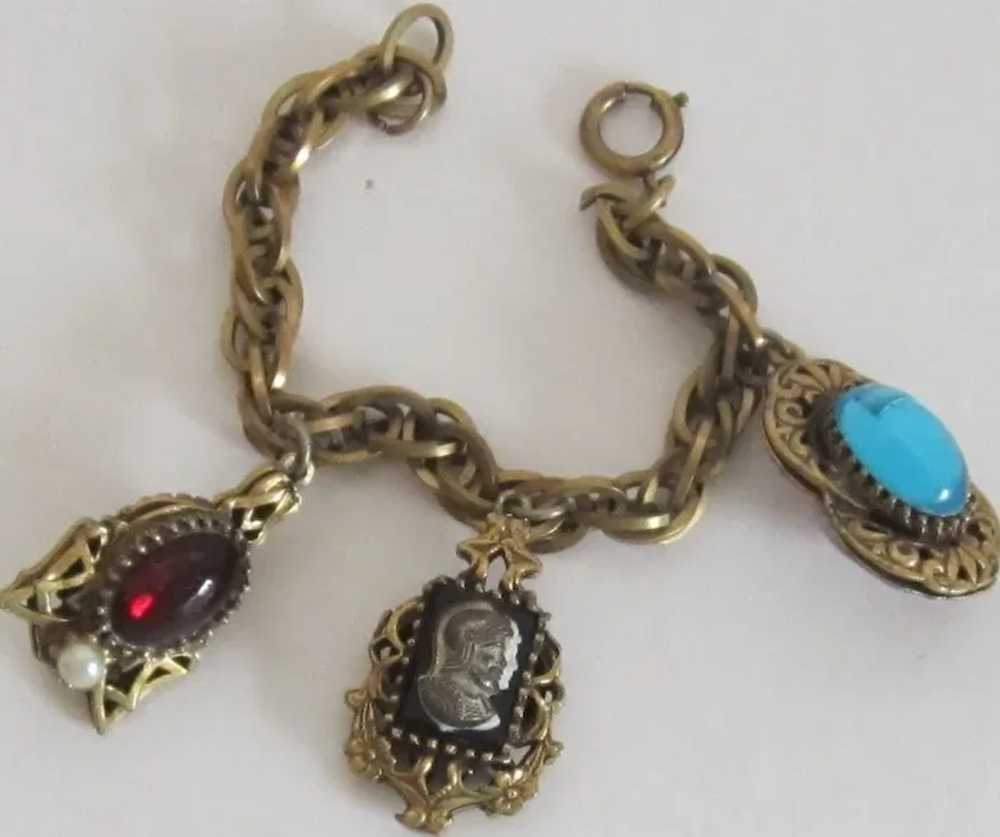 Vintage Gold Tone Charm Bracelet-Germany - image 3