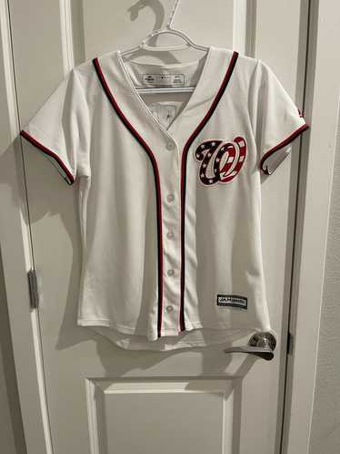 MLB Washington Nationals Men's L Button Front Jersey Short Sleeve  Spellout White