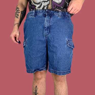 VtgHeaven 90s Vintage Pink Denim Men's Shorts Baggy Denim Bermuda Shorts Jeans 90s Hip-hop Old School Jackpot Country Clothing Rap Shorts W 32