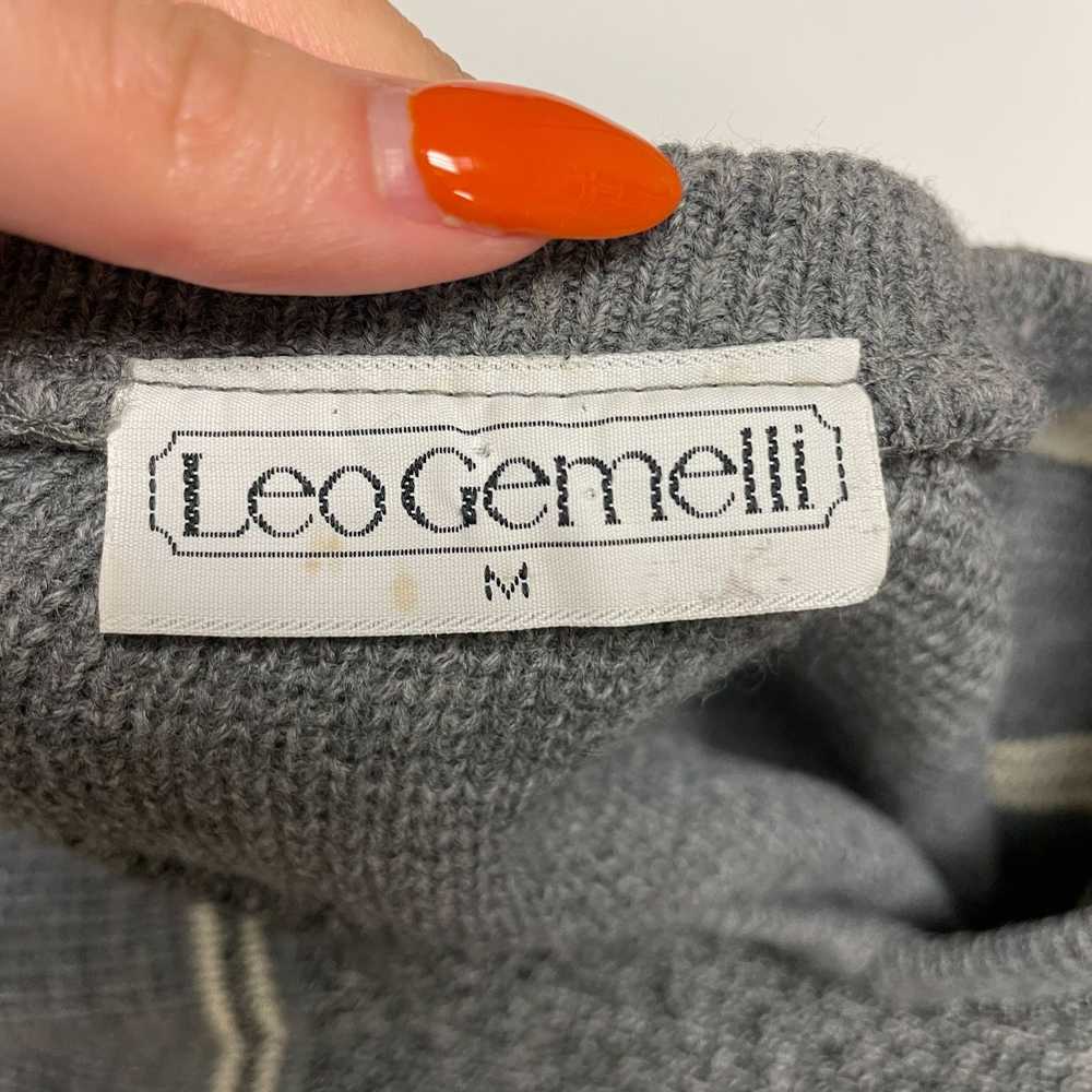 Unkwn 60's Leo Gemelli Gray PANEL Logo V Neck ROC… - image 5