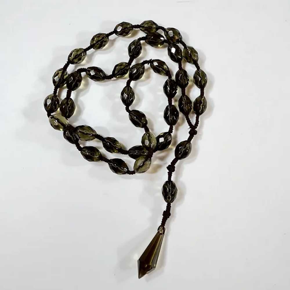 36 Inch Vintage Smoky Topaz Glass Beaded Necklace - image 4