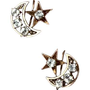 Victorian Celestial Moon & Star Earrings - image 1