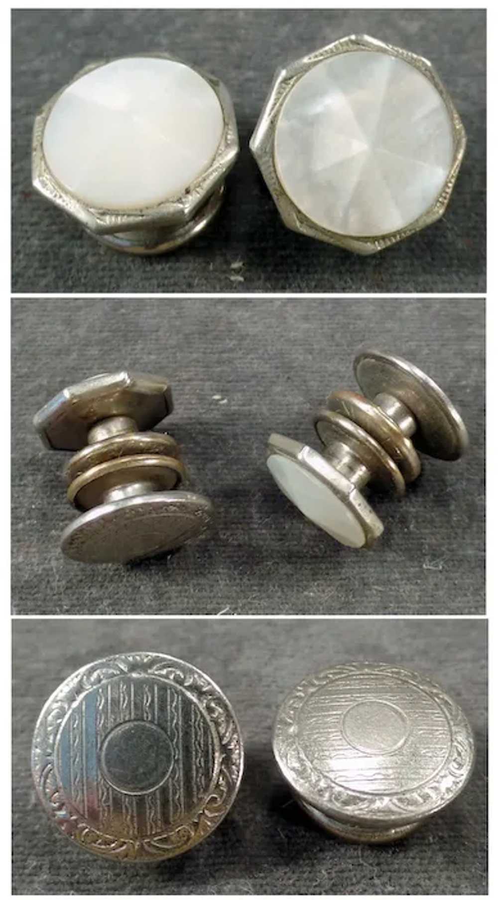 Vintage Snap Link Style Cuff Links - Mother of Pe… - image 3