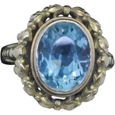 Antique Victorian Ring 18k Gold Aquamarine Napoleo