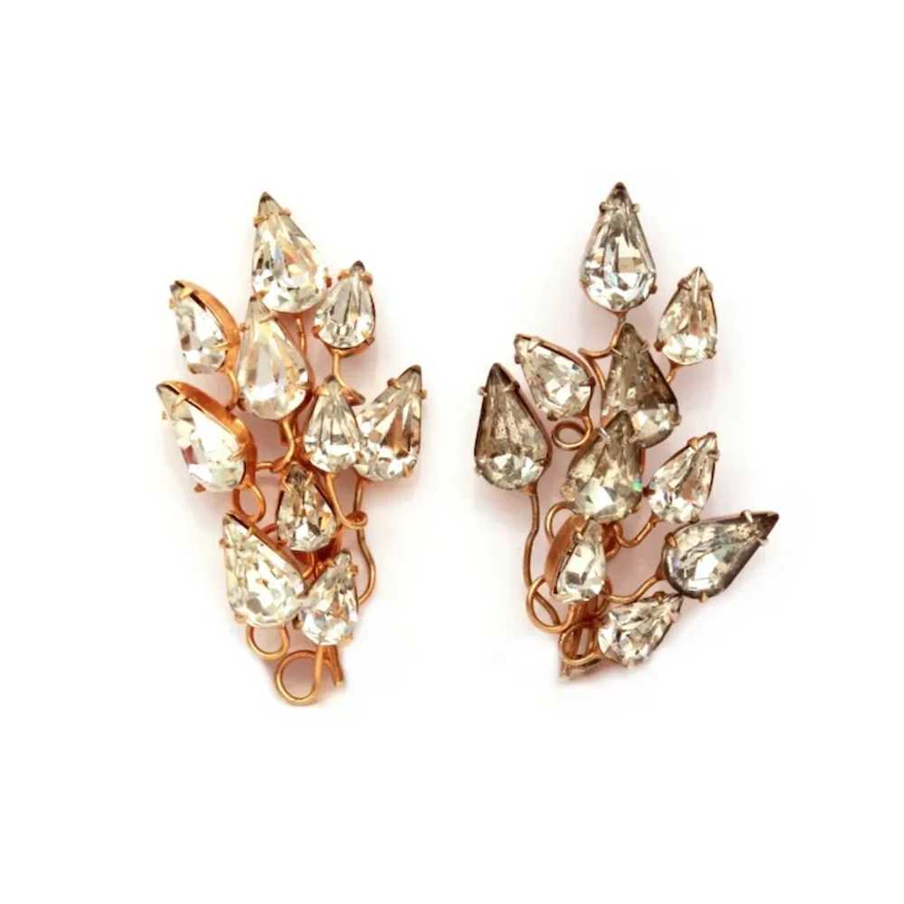 Sandor Earrings Pear Shape Glass Rhinestones, Vin… - image 2