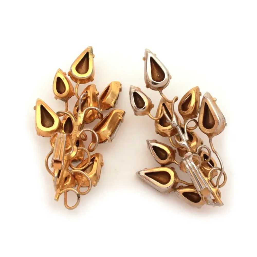 Sandor Earrings Pear Shape Glass Rhinestones, Vin… - image 3