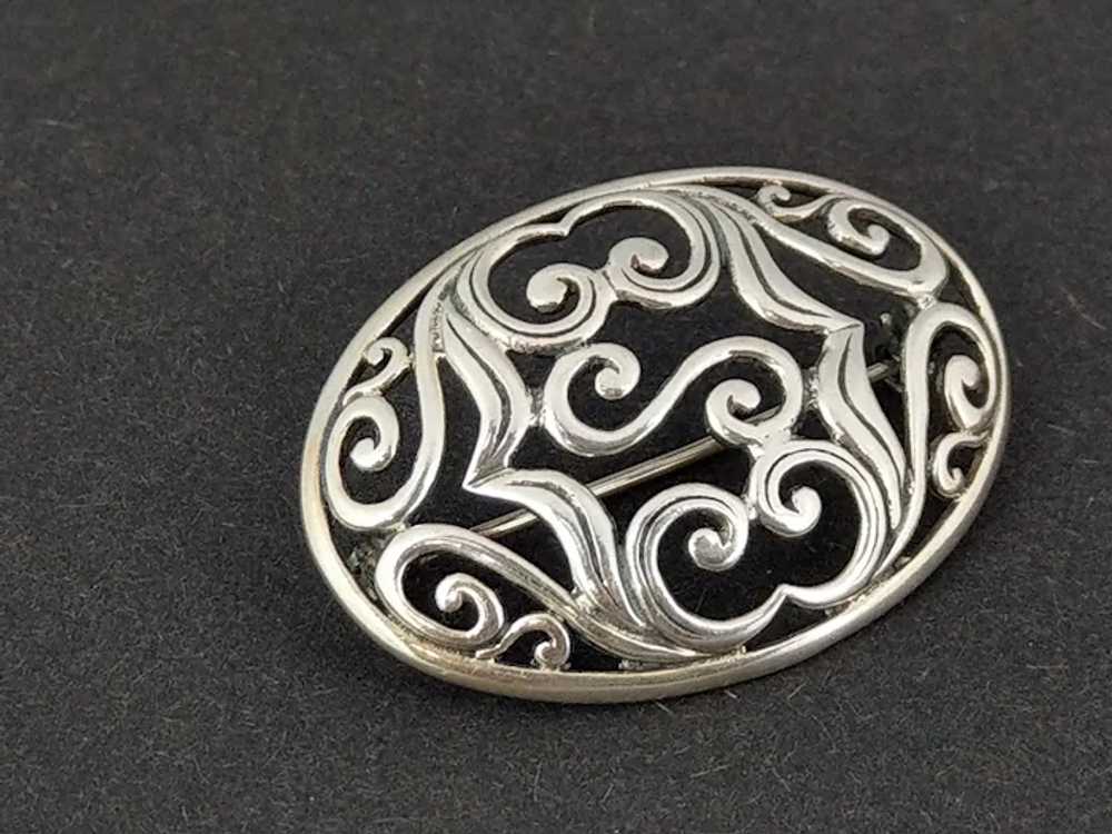Silver sterling Danish oval brooch attributed to … - image 4