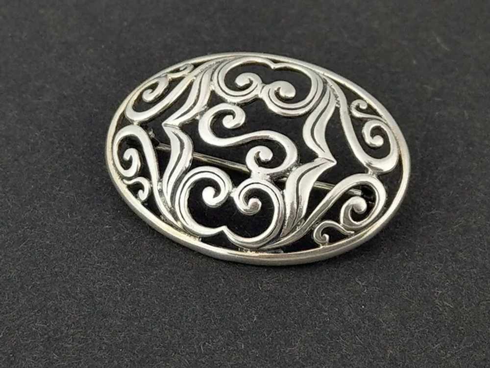 Silver sterling Danish oval brooch attributed to … - image 6