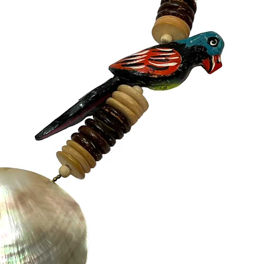 Fun Tropical Parrot Necklace with Wood Beads and … - image 3