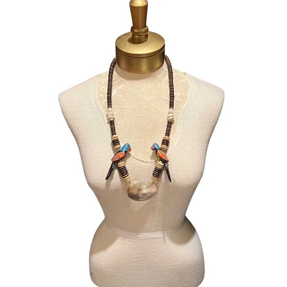 Fun Tropical Parrot Necklace with Wood Beads and … - image 8