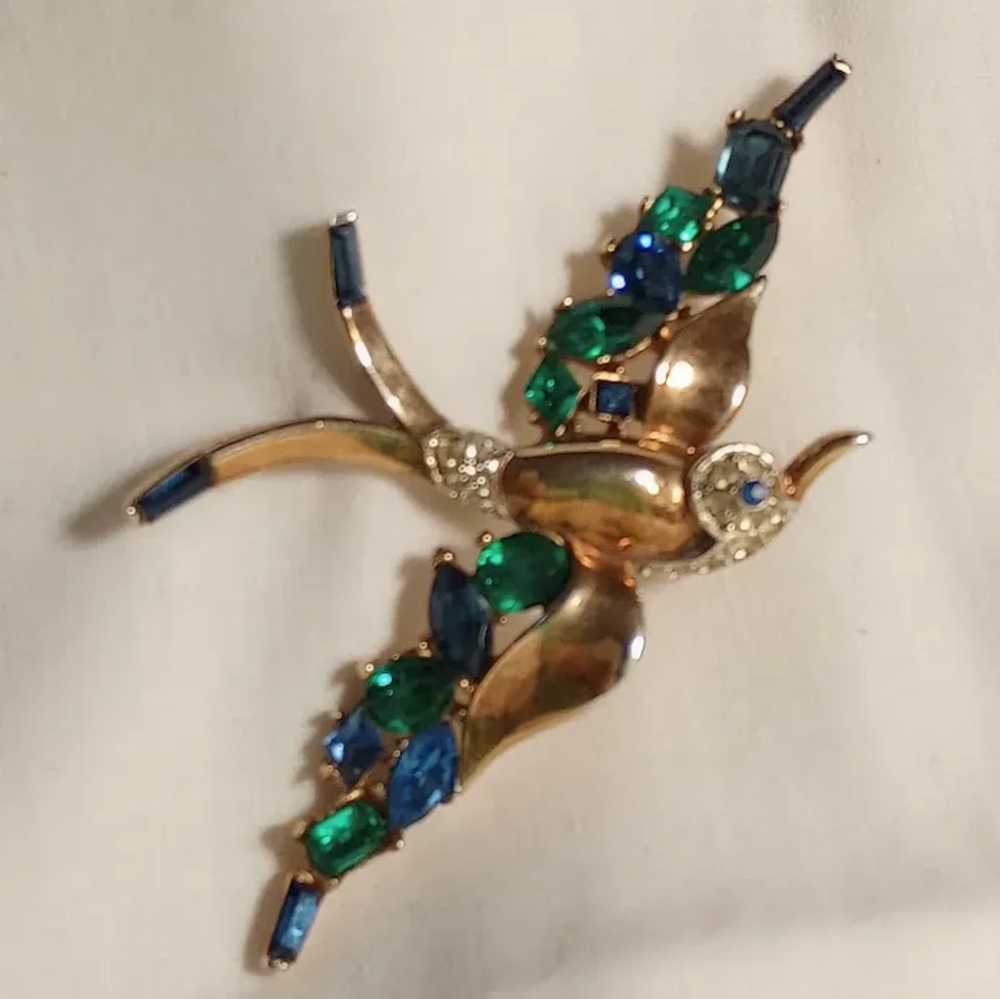 Trifari Jeweled Symphony rhinestone bird in fligh… - image 3