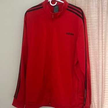 00s adidas track jacket red×black size L 00s Adidas Black and Red Track Jacket- XL – Plum Garments