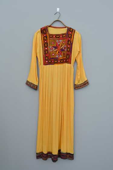 1970s Traditional Embroidered Kaftan Dress with Mi