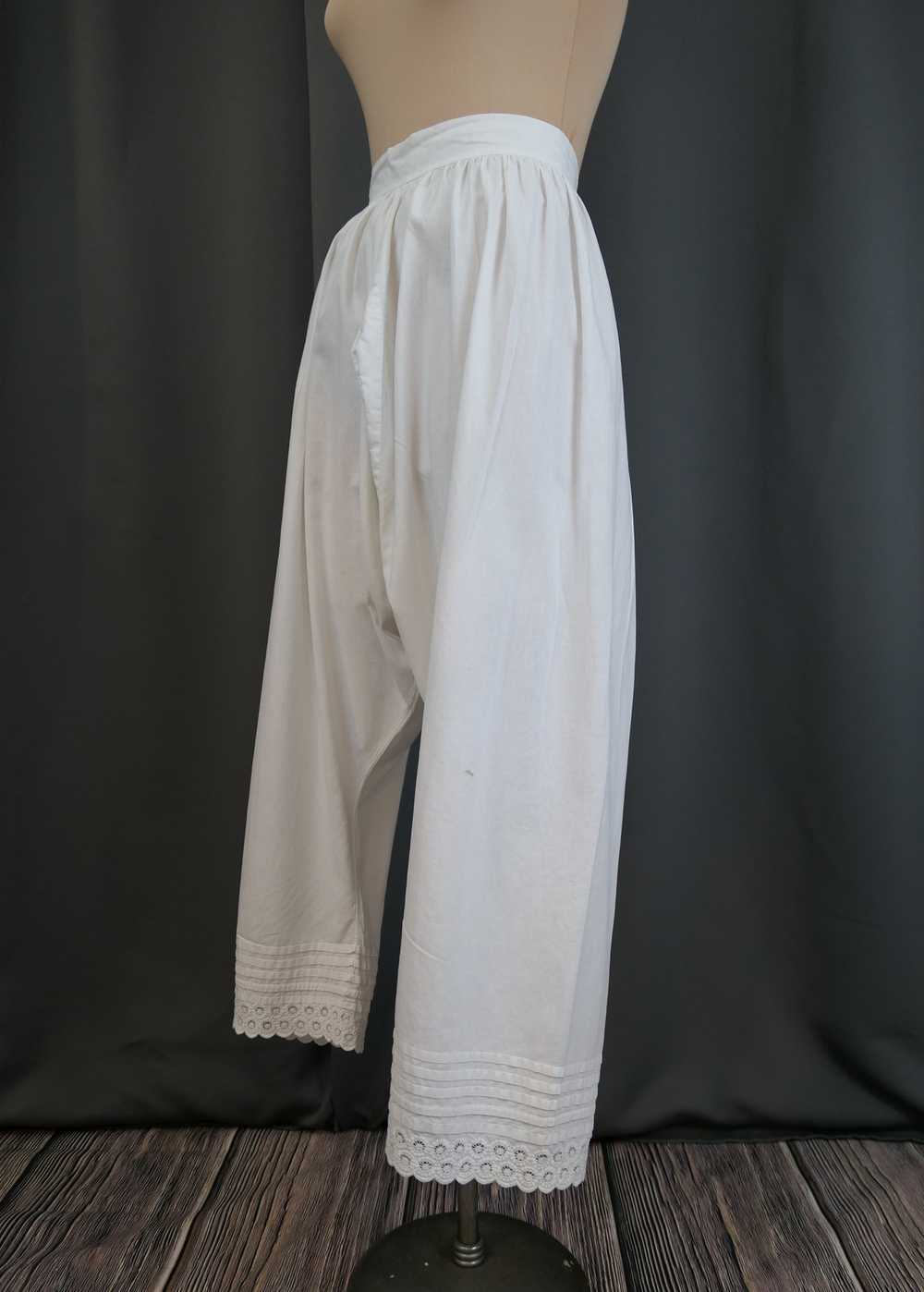 Antique Victorian Long White Pantaloons, Pettipan… - image 8