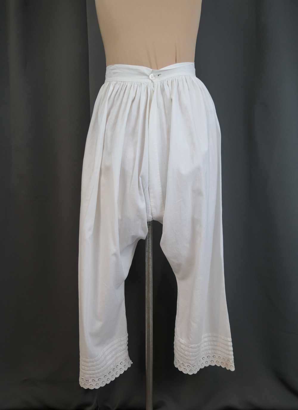Antique Victorian Long White Pantaloons, Pettipan… - image 9