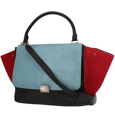 Celine Trapeze medium model handbag in blue and r… - image 1