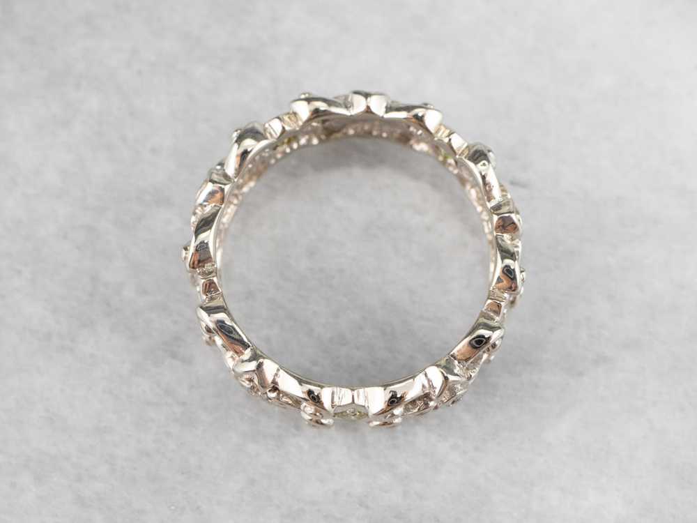 Floral Yellow and White Diamond Eternity Band - image 5