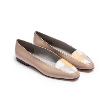 1980s Beige Patchwork Leather Loafer Flats by Pap… - image 1