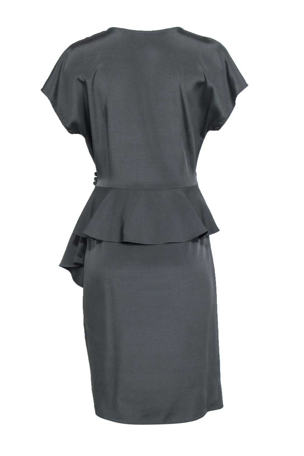 Lafayette 148 - Grey Satinm Wrap Dress Sz 8 - image 3