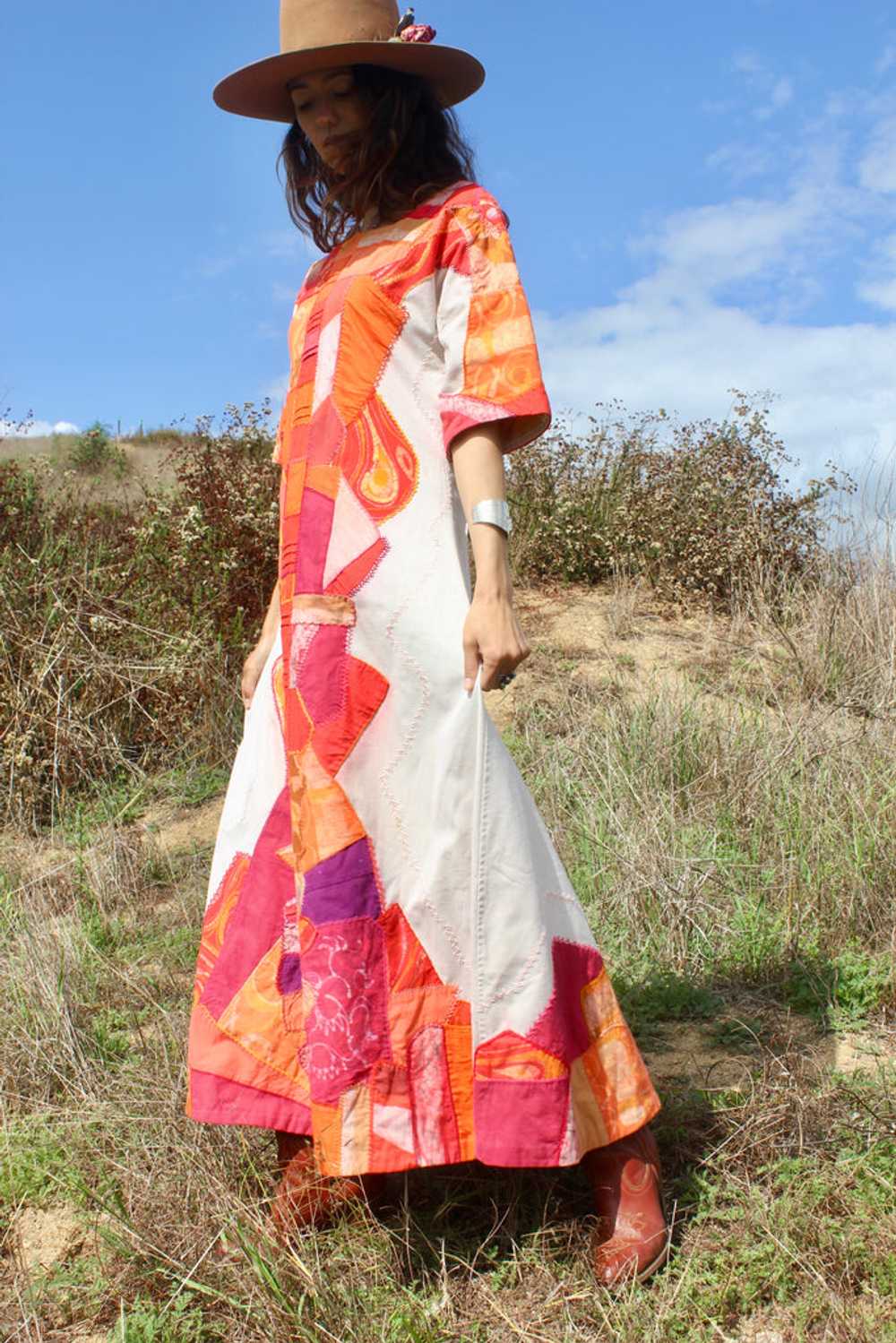 1970s Handmade One of A kind Patchwork Maxi Dress… - image 1