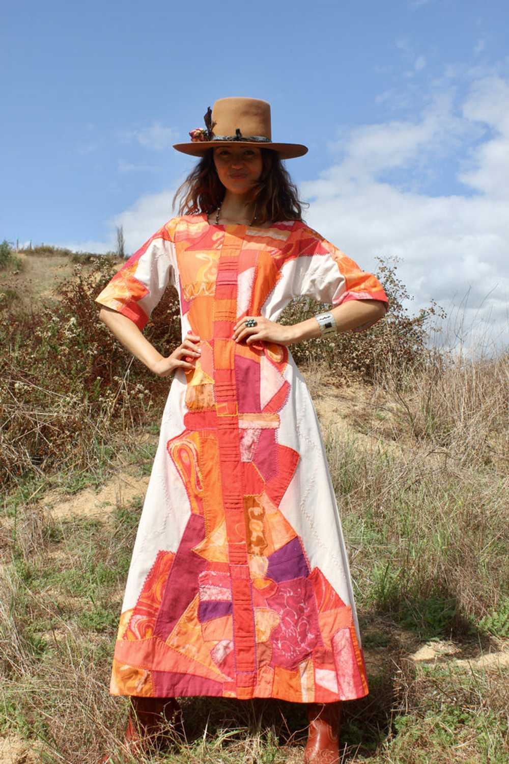 1970s Handmade One of A kind Patchwork Maxi Dress… - image 2