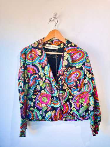 Vintage Donald Brooks Rainbow Paisley Cropped Silk